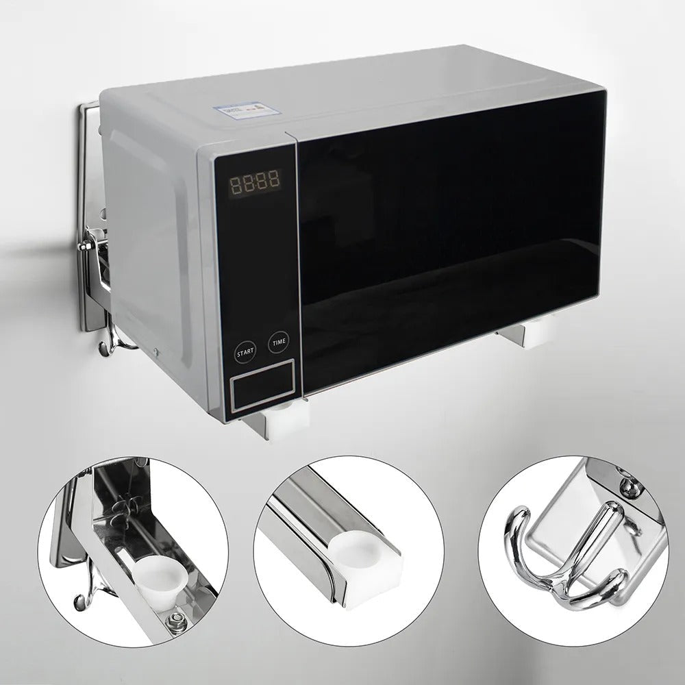 Microwave Oven Stand with 2 Hooks – Kitchen Storage & Organizer
