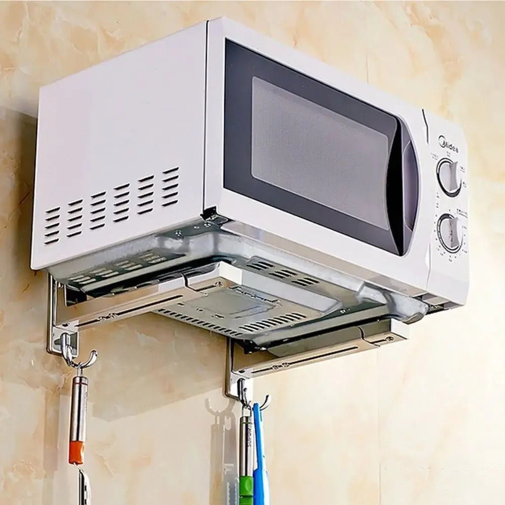 Microwave Oven Stand with 2 Hooks – Kitchen Storage & Organizer