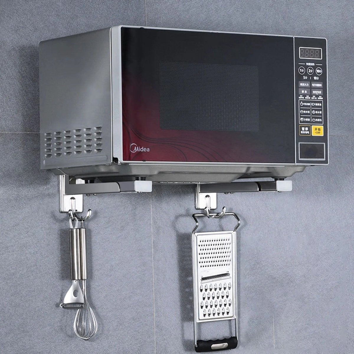 Microwave Oven Stand with 2 Hooks – Kitchen Storage & Organizer