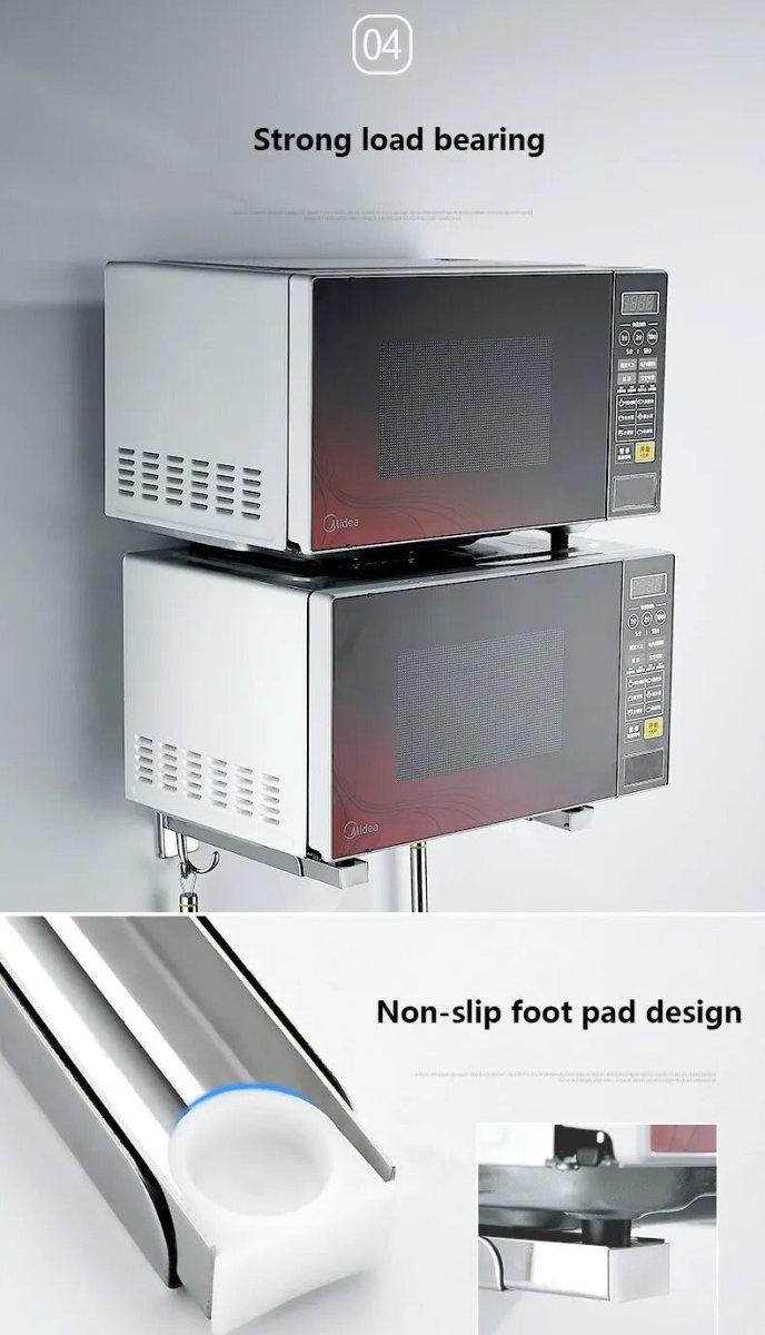 Microwave Oven Stand with 2 Hooks – Kitchen Storage & Organizer
