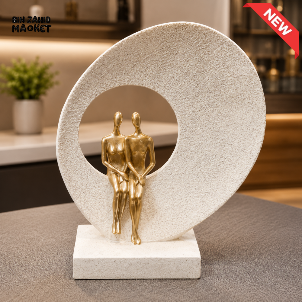 MODERN COUPLE FIGURINE CIRCULAR DECOR SCULPTURE