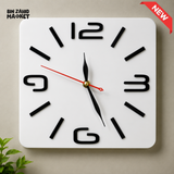 MODERN SQUARE WALL CLOCK WITH 3D NUMBER DESIGN