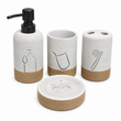 Modern Spa Collection Bathroom Accessories Set | 4 Piece Ceramic Vanity Organizer