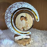 LED Crystal Moon Photo Lamp, Half Moon Crystal LED Frame, Glass Moon Crystal Led Photo Frame