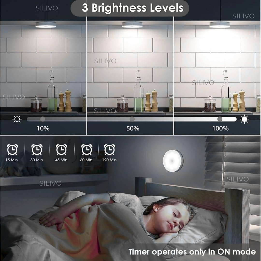 Motion Sensor LED Night Light – Wireless Rechargeable Cabinet & Stair Light with Magnetic Mount (PACK OF 2)