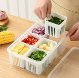 Multi‑Compartment Food Storage Box with Lid – Vegetable & Spice Organizer