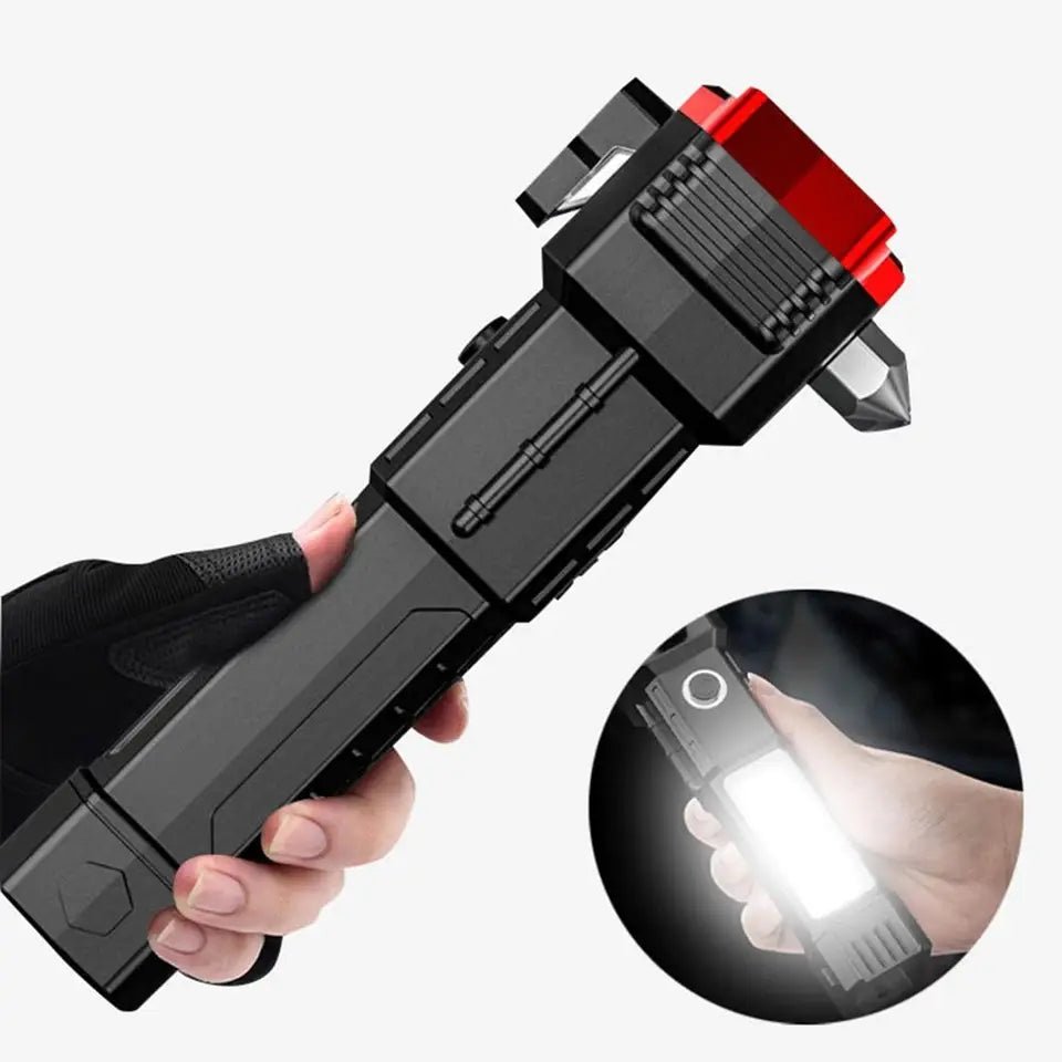 Multifunctional Emergency Hammer Flashlight with Power Bank