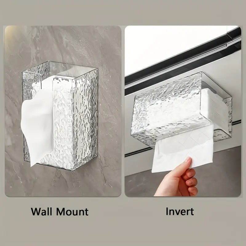 Multifunctional Glacier Pattern Tissue Box – Wall Mounted Acrylic Dispenser