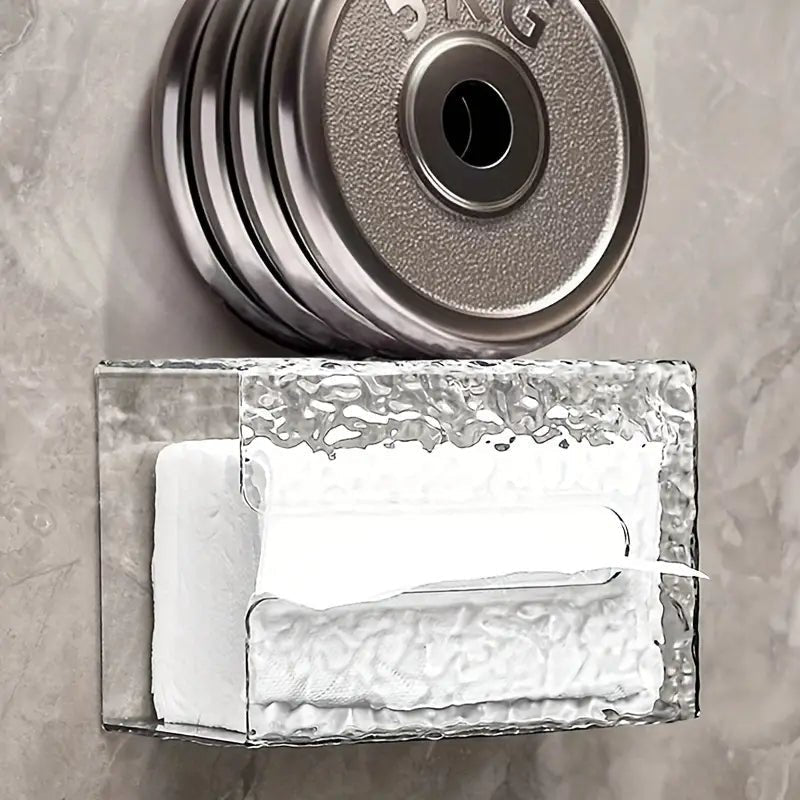 Multifunctional Glacier Pattern Tissue Box – Wall Mounted Acrylic Dispenser