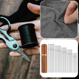 Wooden Needle Case, 30 Pcs Side Hole Blind Sewing Needles, Stainless Steel Elderly Self Threading Needles, Household DIY Beading Threading Needle, Sewing Embroidery Needle Accessories