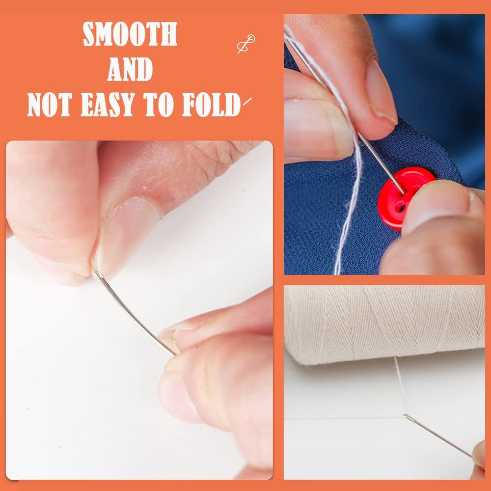 Wooden Needle Case, 30 Pcs Side Hole Blind Sewing Needles, Stainless Steel Elderly Self Threading Needles, Household DIY Beading Threading Needle, Sewing Embroidery Needle Accessories