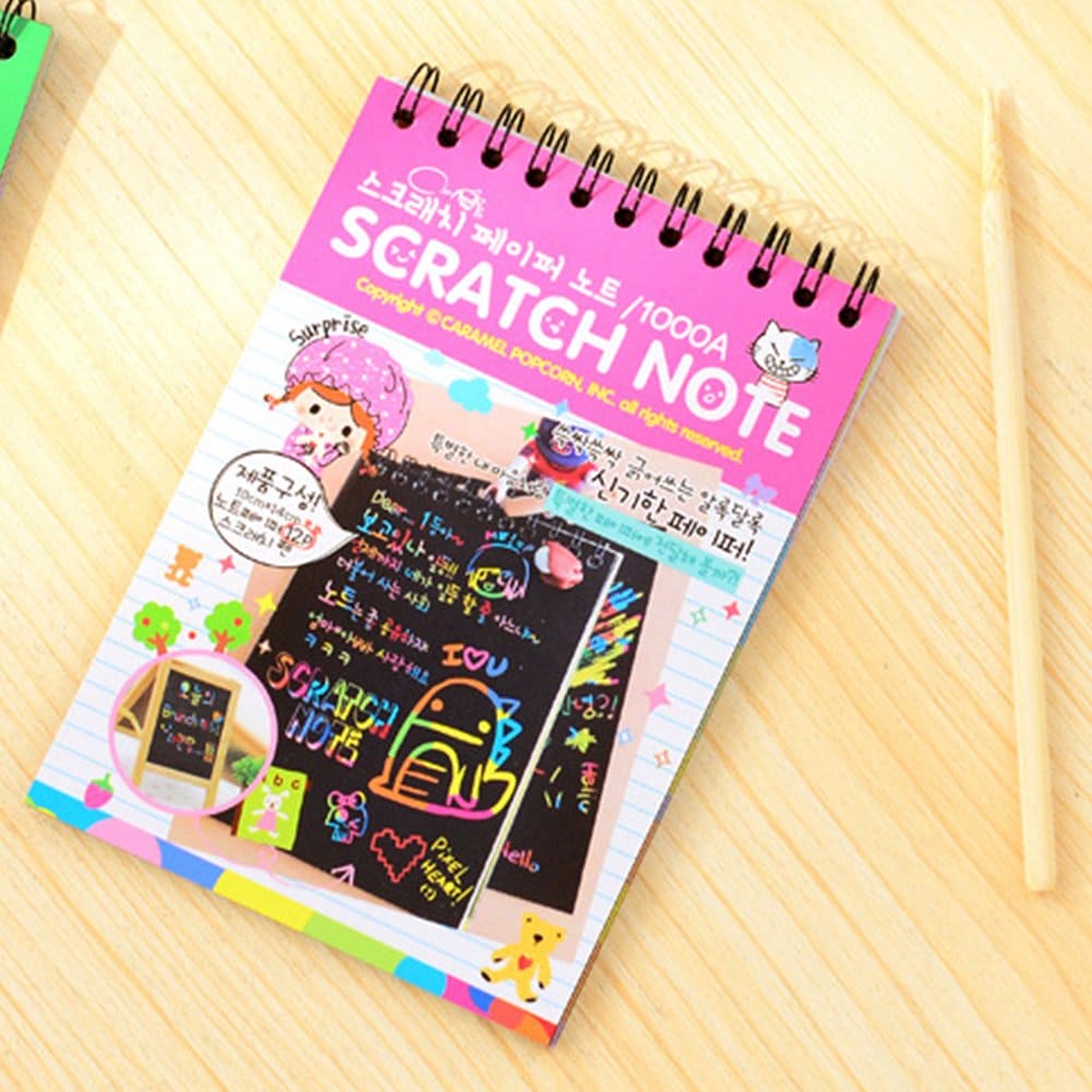Children Graffiti Notebook, Black Page Magic Drawing Book, Painting Notepad for Kids, DIY Scratch Drawing Notes Paper, Graffiti Painting Coils Drawing Book, Color Scratch Art Mini Notes, Scraping Drawing Paper