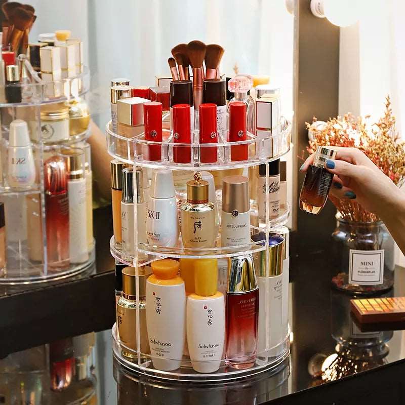 New Rotating Cosmetic Organizer | 360° Multi‑Layer Makeup Storage Rack