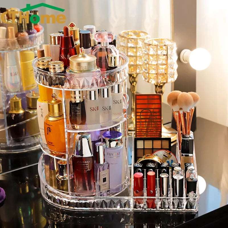 New Rotating Cosmetic Organizer | 360° Multi‑Layer Makeup Storage Rack