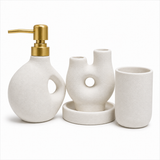 Nordic Sculptural Ceramic Bathroom Accessories Set | 4 Piece Vanity Collection
