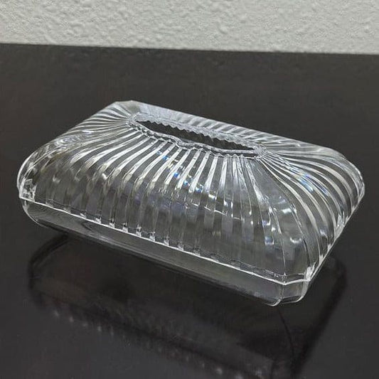 Oval Strip Tissue Holder, Fancy Tissue Box Holder, Swirl Rectangular Acrylic Clear Plastic Tissue Holder