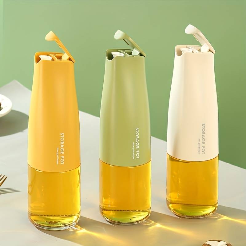 450Ml Oil Storage Pot, Auto Flip Kitchen Oil Bottle, Cooking Oil Dispenser For Kitchen, Automatic Opening Oil Bottle, Kitchen Non Hanging Oil Seasoning Bottle, Food Grade Condiment Bottle, Drip Free Spout Oil Container