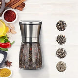 Salt And Pepper Grinder, Manual Stainless Steel Salt and Pepper Mill Grinder, Spice Herb Glass Muller, Hand Mill Grinding Bottle, Condiment Grinding Tool Kitchen Gadget, Adjustable Coarseness Shaker, Durable Spice Grinder, Compact Pepper Grinder