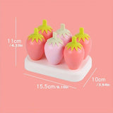 Set Of 6 Strawberry Popsicle Mold, Reusable Plastic Ice Cream Mold, Homemade Strawberry Ice Lolly Maker
