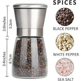 Salt And Pepper Grinder, Manual Stainless Steel Salt and Pepper Mill Grinder, Spice Herb Glass Muller, Hand Mill Grinding Bottle, Condiment Grinding Tool Kitchen Gadget, Adjustable Coarseness Shaker, Durable Spice Grinder, Compact Pepper Grinder