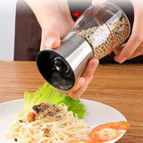 Salt And Pepper Grinder, Manual Stainless Steel Salt and Pepper Mill Grinder, Spice Herb Glass Muller, Hand Mill Grinding Bottle, Condiment Grinding Tool Kitchen Gadget, Adjustable Coarseness Shaker, Durable Spice Grinder, Compact Pepper Grinder