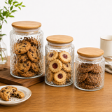 Pebble Airtight Glass Storage Jars with Bamboo Lid | Premium Kitchen Storage Container Set