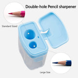 Double Hole Pencil Sharpener, Transparent Standard Pencil Cutting Machine, Manual Pencil Sharpener with Container, Colorful Compact Dual Holes Pencil Sharpener, Handheld Pencil Sharpeners for School Office Supply