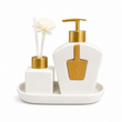 Porcelain Soap Dispenser & Diffuser Set with Tray | Luxury Bathroom & Vanity Accessories Set