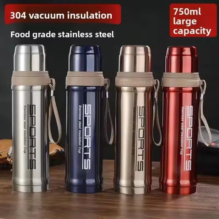 Vacuum Insulated Stainless Steel Sports Water Bottle Leak Proof Hot & Cold Flask - 750ML