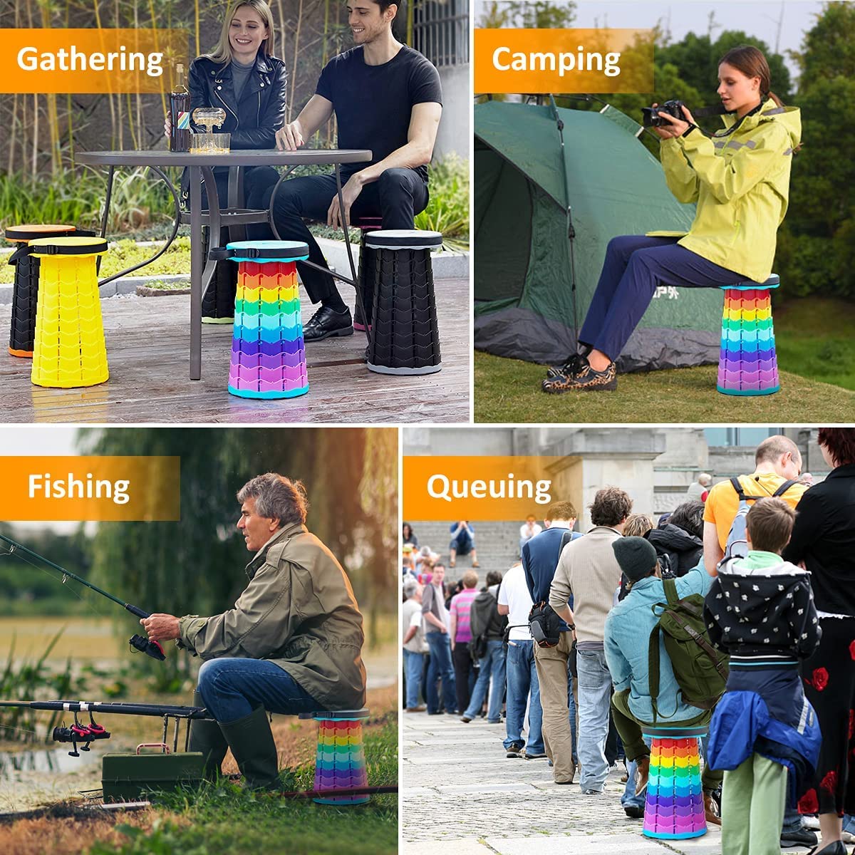 Foldable Portable Stool | Adjustable Telescopic Camping Stool | Heavy Duty Collapsible Seat for Fishing, Travel & Outdoor Use