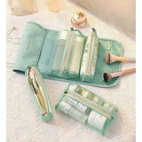 Premium Foldable Travel Makeup Organizer – Detachable Zipper Pouch Hanging Cosmetic Storage Bag