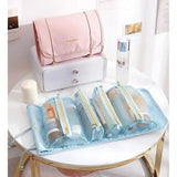 Premium Foldable Travel Makeup Organizer – Detachable Zipper Pouch Hanging Cosmetic Storage Bag