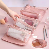 Premium Foldable Travel Makeup Organizer – Detachable Zipper Pouch Hanging Cosmetic Storage Bag