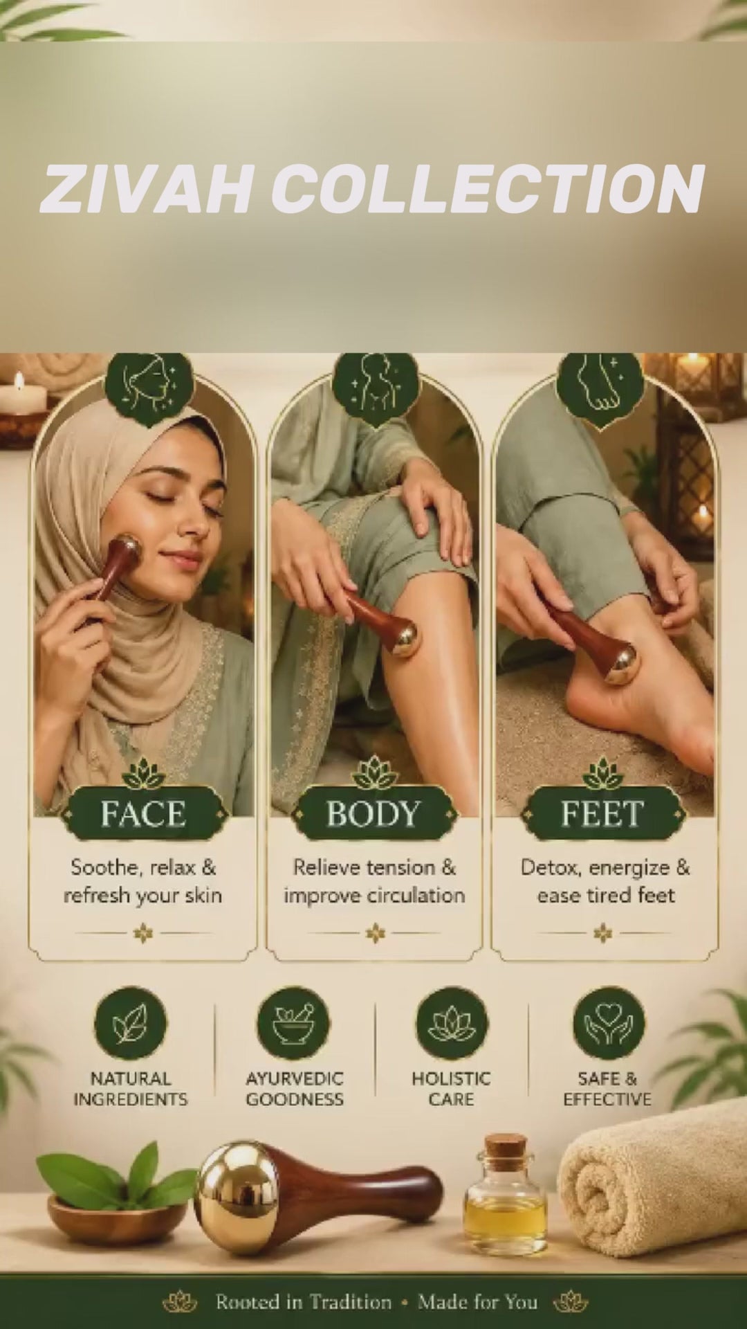 Kansa Wand Facial & Body Massager | Teak Wood Ayurvedic Massage Tool