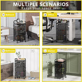 3 Layer Guest Trolley Basket, Multi Telescopic Kitchen Shelf, Square Fruit Vegetable Storage Rack, Multifunctional Household Storage Shelf, Multilayer Kitchen Shelf with Wheels, Hollow Mesh Basket for Kitchen, Living Room, Bathroom