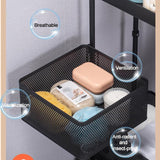 3 Layer Guest Trolley Basket, Multi Telescopic Kitchen Shelf, Square Fruit Vegetable Storage Rack, Multifunctional Household Storage Shelf, Multilayer Kitchen Shelf with Wheels, Hollow Mesh Basket for Kitchen, Living Room, Bathroom