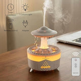 Rain Drop Mushroom Humidifier, Timing Colorful Night Light Essential Oil Diffuser, Ultrasonic RC Atomization Air Freshener, Relax Cloud Rain Diffuser, Airwall Air Humidifier, 300ml Humidifier with Timing Function for Home Office