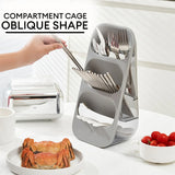 3 Layer Cutlery Organizer, Kitchen Utensils Separation Box, Multifunctional Transparent Chopstick Cage, Oblique Insertion Storage Rack, Tableware Drain Rack, Multipurpose Drawer Container Home Use