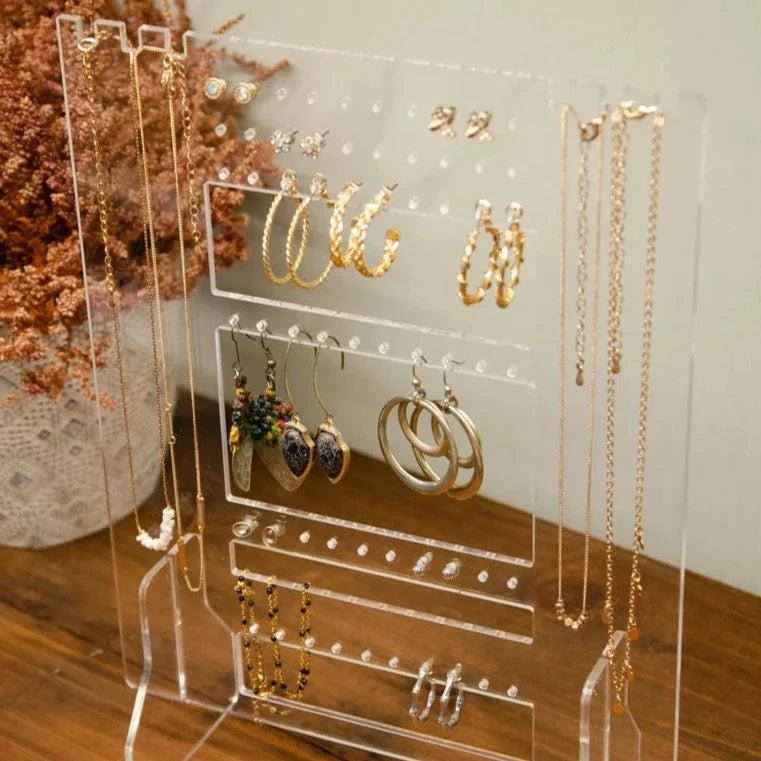 Acrylic Jewellery Stand, Transparent Jewellery Display Organizer, Portable Jewellery Hanger Necklace Earring Bracelet Stand, Clear Acrylic Jewellery Holder, Compact Stand For Jewellery