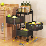 3 Layer Guest Trolley Basket, Multi Telescopic Kitchen Shelf, Square Fruit Vegetable Storage Rack, Multifunctional Household Storage Shelf, Multilayer Kitchen Shelf with Wheels, Hollow Mesh Basket for Kitchen, Living Room, Bathroom