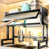 Multifunctional Flip Kitchen Dish Rack, Over Sink Countertop Kitchen Storage Shelf, Metal Cabinet Door Crockery Shelf, Expandable Sink Drainer Drying Rack with Door, Telescoping Dish Storage Rack