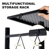 Multi Layer Folding Kitchen Rack, Kitchen Metal Folding Shelves With Wheels, Household Sundries Finishing Balcony Floor Storage Rack, Multi Level Folding Shelves with Wheels, Multifunctional 3 Tier Storage Cart