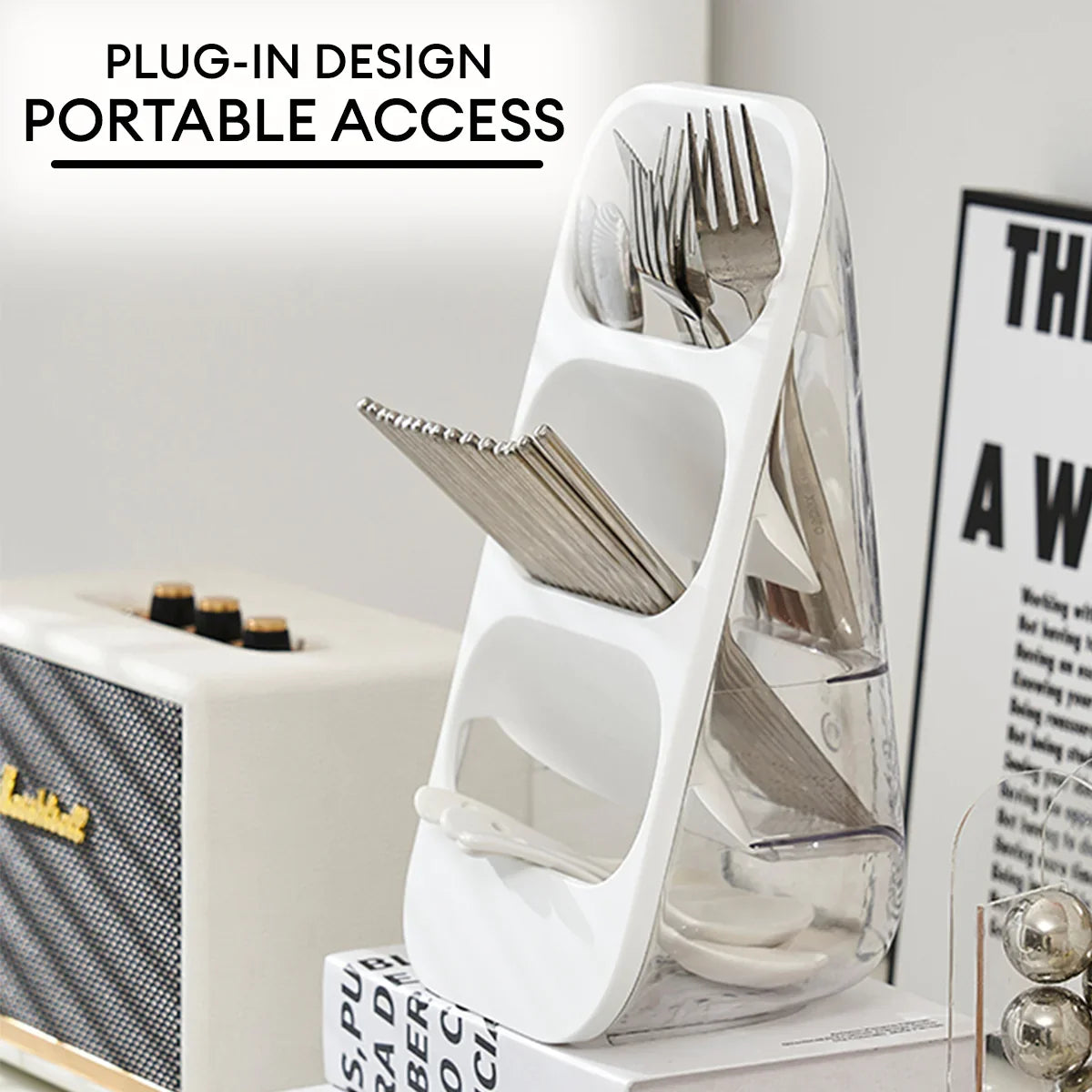 3 Layer Cutlery Organizer, Kitchen Utensils Separation Box, Multifunctional Transparent Chopstick Cage, Oblique Insertion Storage Rack, Tableware Drain Rack, Multipurpose Drawer Container Home Use