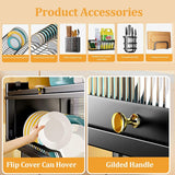 Multifunctional Flip Kitchen Dish Rack, Over Sink Countertop Kitchen Storage Shelf, Metal Cabinet Door Crockery Shelf, Expandable Sink Drainer Drying Rack with Door, Telescoping Dish Storage Rack