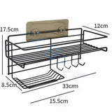 Self Adhesive Caddy Shelf With Hook, Combo Organizer Basket, Multipurpose Home Kitchen Bathroom Wall Hanging Shelves, Perforation Free Bathroom Storage Rack, Wall Mounted Multifunctional Rack, Magic Sticker Shower Rack Shelf