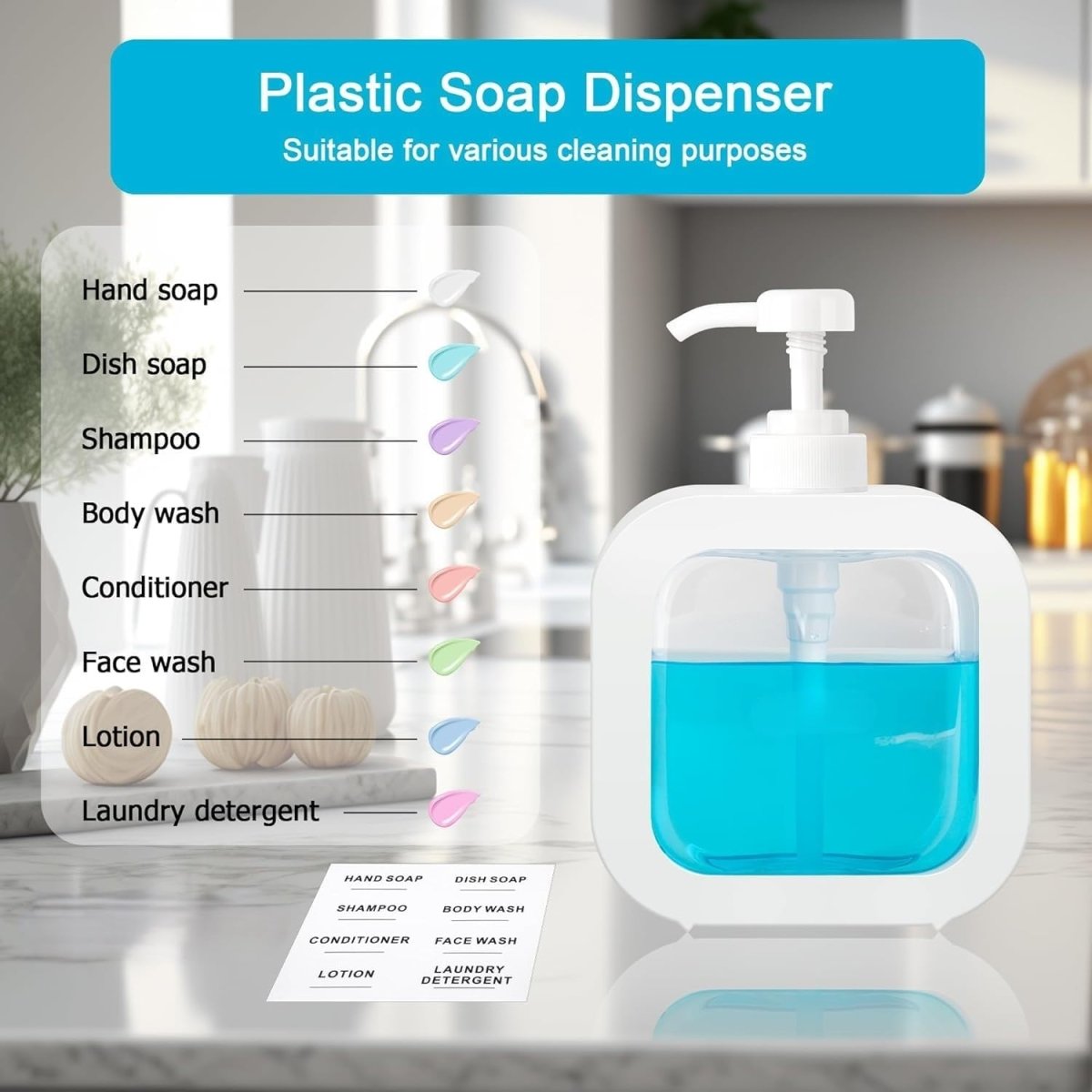 Refillable Soap & Lotion Dispenser – Shampoo & Hand Wash Bottle 300ml / 500ml