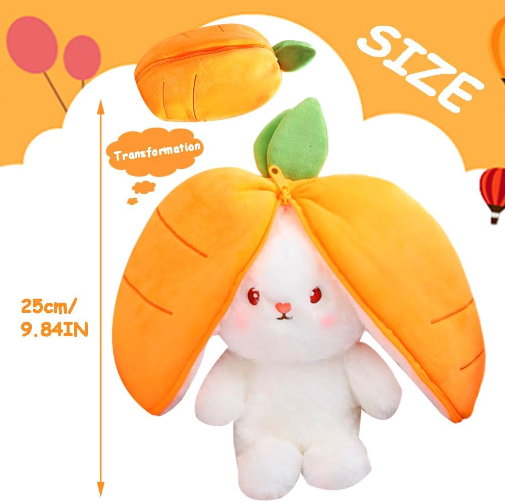 Reversible Bunny Plush – Strawberry & Carrot Soft Stuffed Toy