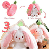 Reversible Bunny Plush – Strawberry & Carrot Soft Stuffed Toy