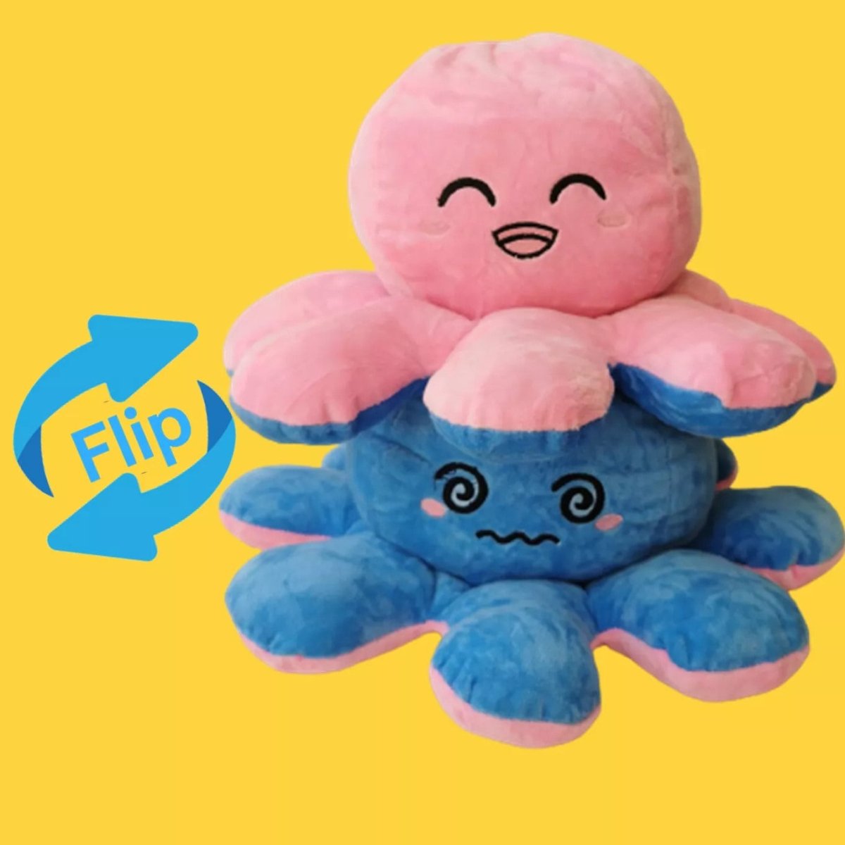 Reversible Octopus Plush Toy – Double-Sided Mood Changing Stuffed Doll