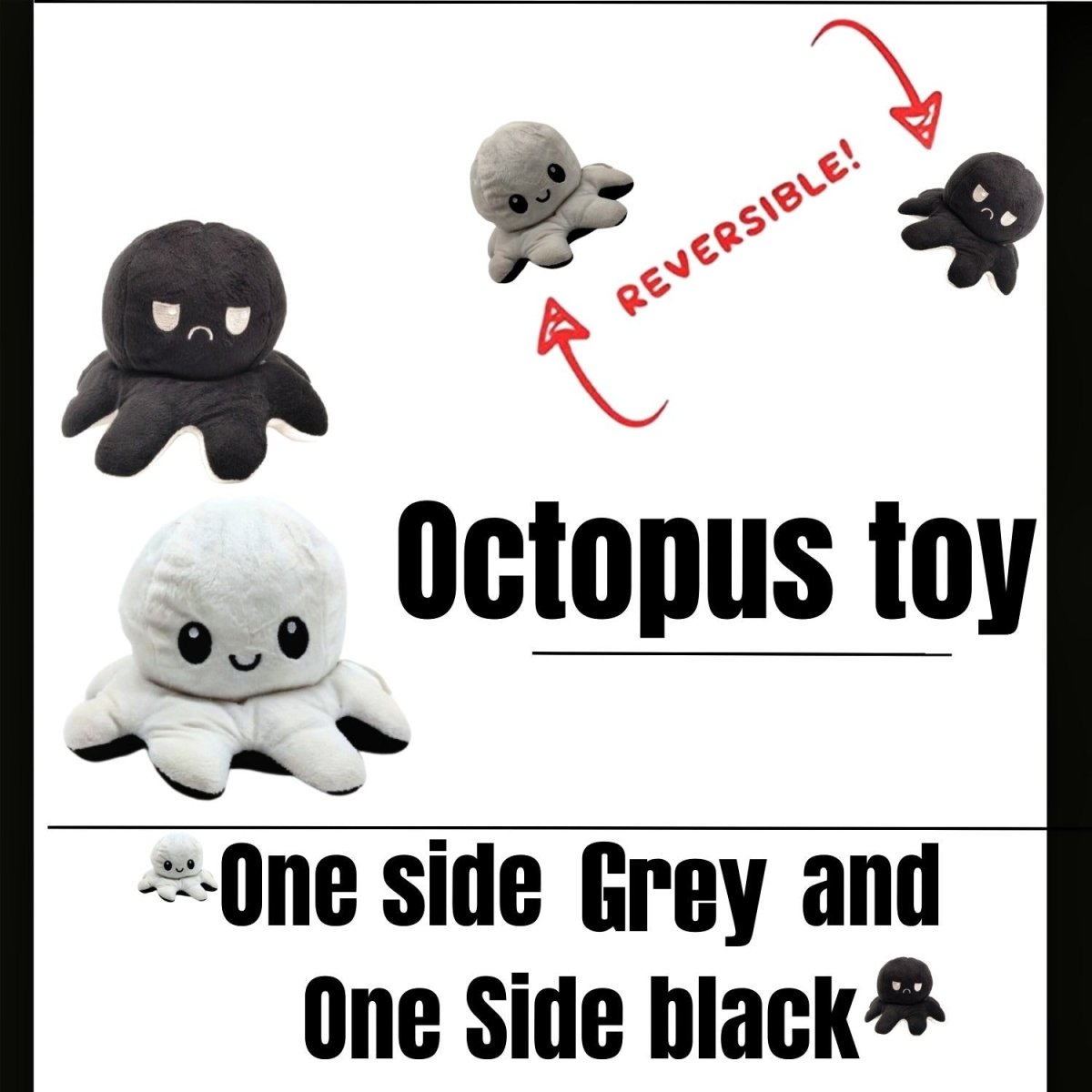 Reversible Octopus Plush Toy – Double-Sided Mood Changing Stuffed Doll
